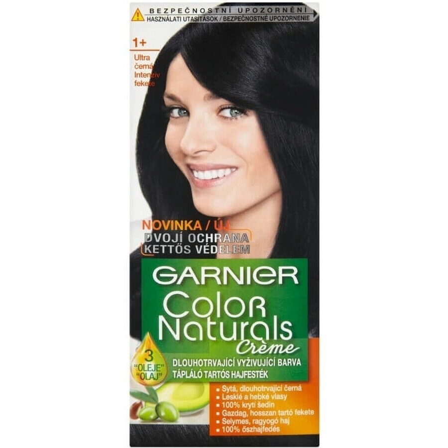 Garnier Color Naturals colore permanente per capelli 1+ Ultra Black 1×1 pezzo, colore per capelli