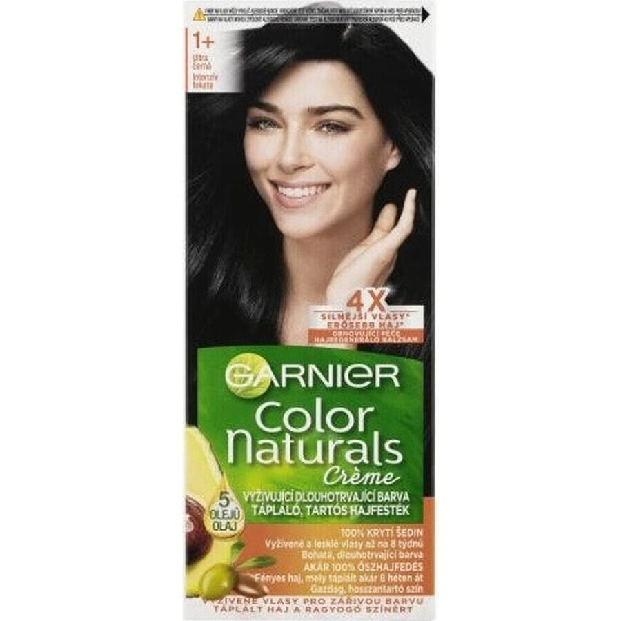 Garnier Color Naturals colore permanente per capelli 1+ Ultra Black 1×1 pezzo, colore per capelli