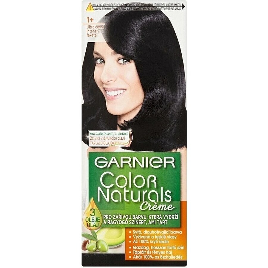 Garnier Color Naturals colore permanente per capelli 1+ Ultra Black 1×1 pezzo, colore per capelli