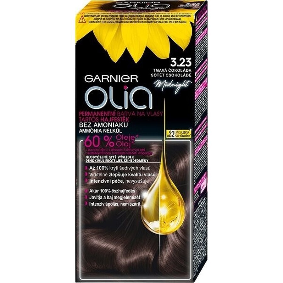 Garnier Olia Permanente Haarfarbe 3.23 Dark Chocolate 1×1 Set, permanente Haarfarbe