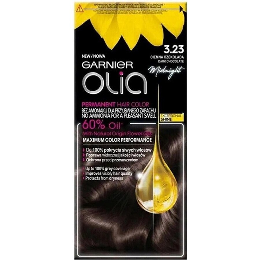 Garnier Olia Permanente Haarfarbe 3.23 Dark Chocolate 1×1 Set, permanente Haarfarbe