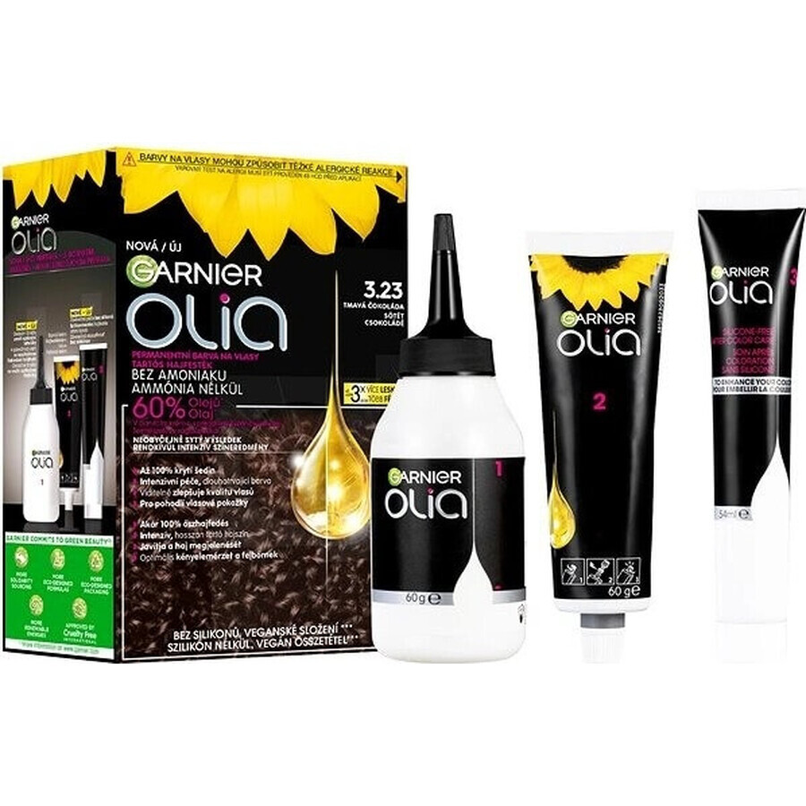 Garnier Olia Permanente Haarfarbe 3.23 Dark Chocolate 1×1 Set, permanente Haarfarbe