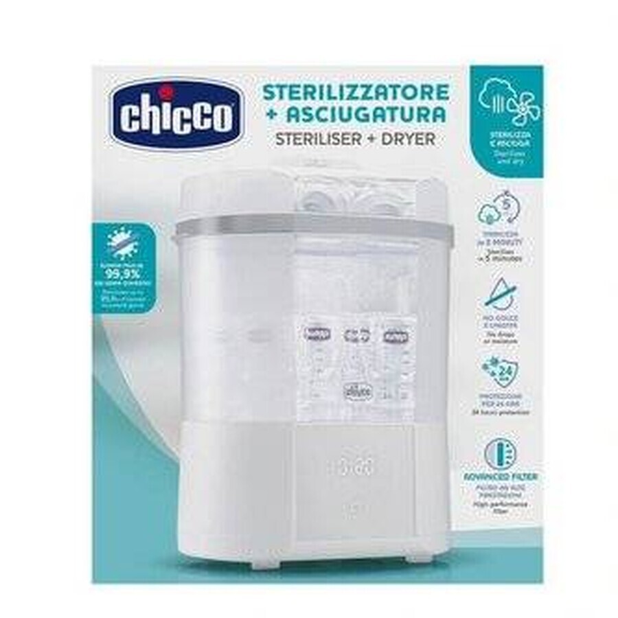 CHICCO Esterilizador eléctrico a vapor con función de secado 1×1 ud, esterilizador eléctrico