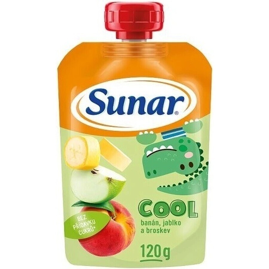 Sunar COOL Fruit Pfirsich, Banane, Apfel 1×120 g, Pfirsich, Banane, Apfel, 12m+