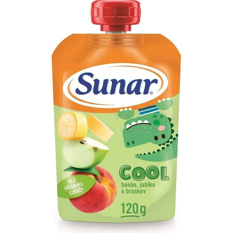 Sunar COOL Fruit Pfirsich, Banane, Apfel 1×120 g, Pfirsich, Banane, Apfel, 12m+