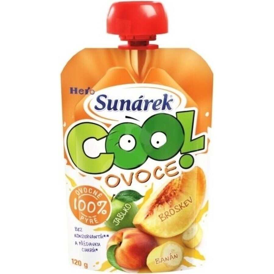 Sunar COOL Fruit Pfirsich, Banane, Apfel 1×120 g, Pfirsich, Banane, Apfel, 12m+