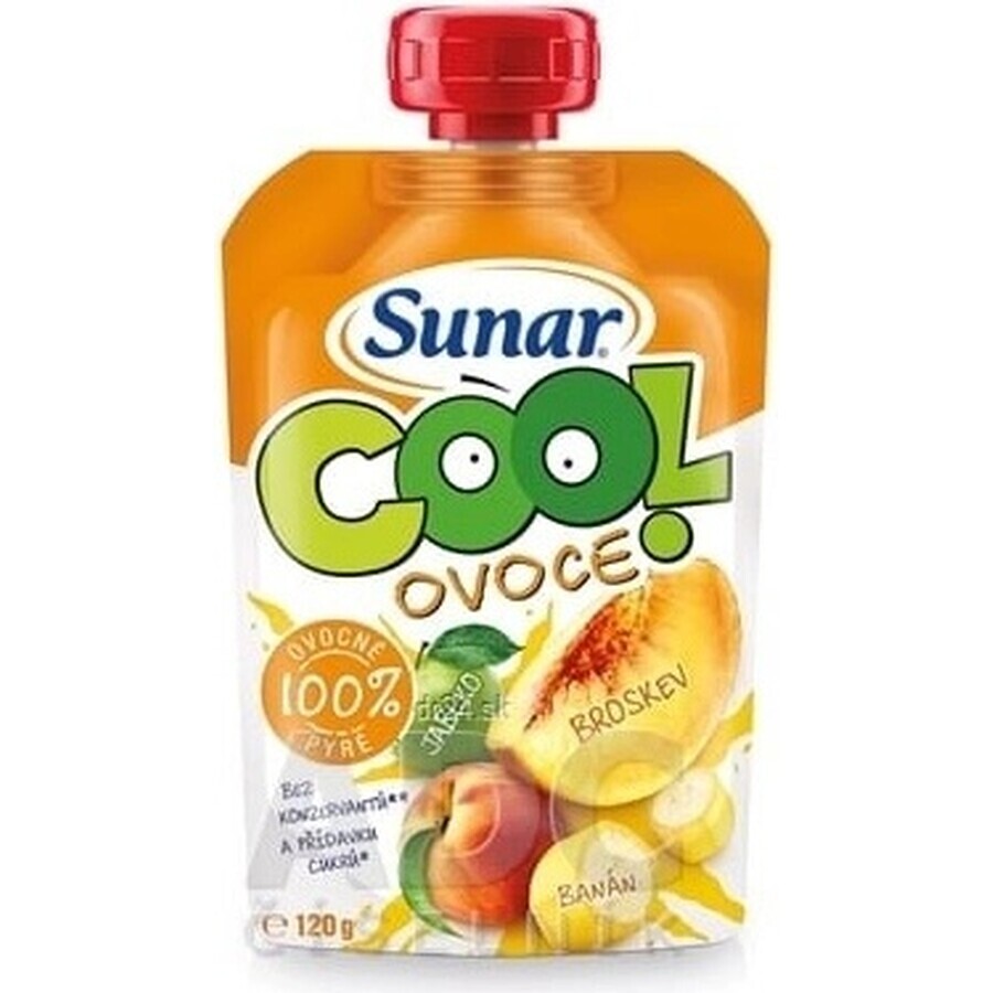 Sunar COOL Fruit Pfirsich, Banane, Apfel 1×120 g, Pfirsich, Banane, Apfel, 12m+