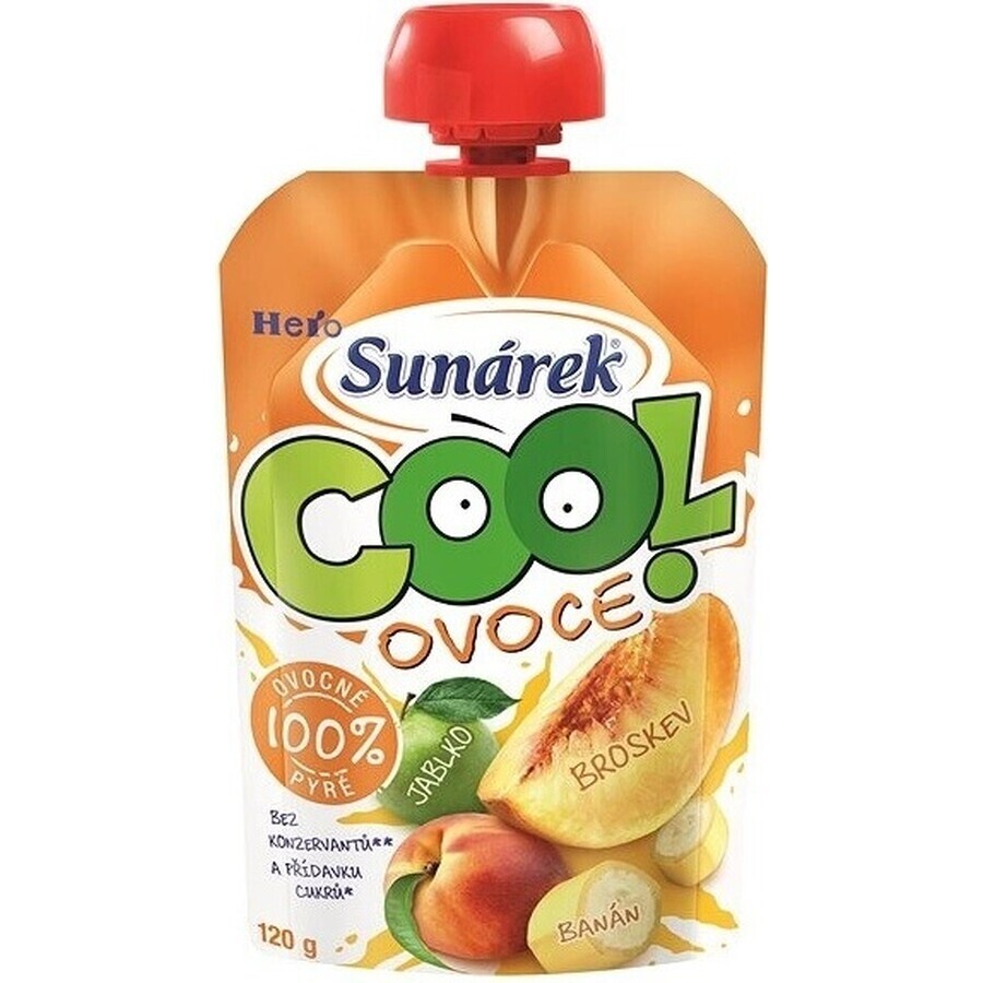 Sunar COOL Fruit Pfirsich, Banane, Apfel 1×120 g, Pfirsich, Banane, Apfel, 12m+