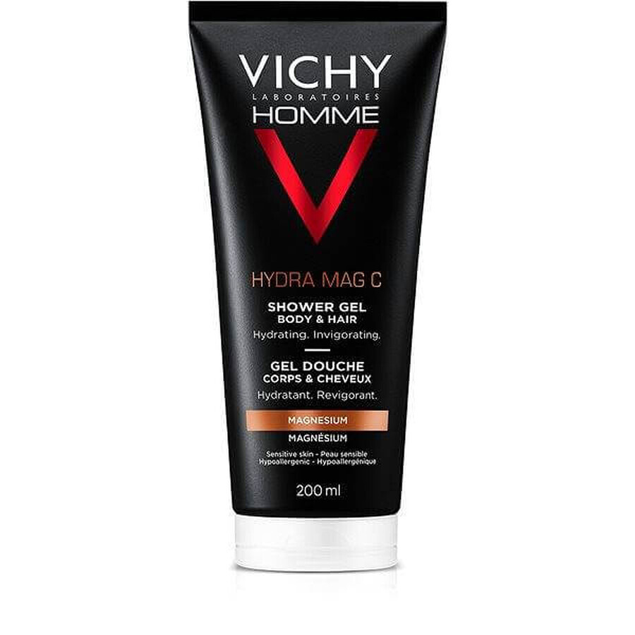 VICHY Homme MAG C Gel de duș hidratant revigorant pentru corp și păr 200 ml 1×200 ml, gel de duș