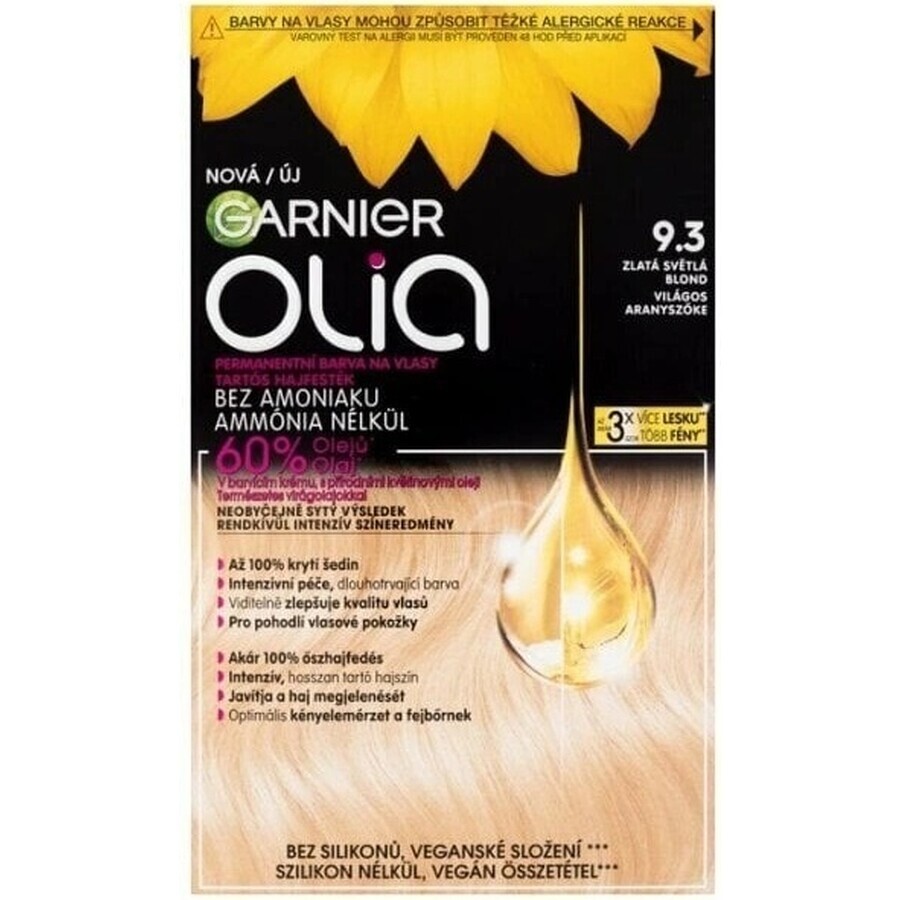 Garnier Olia Coloración Permanente 9.3 Rubio Claro Dorado 1×1, coloración permanente