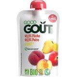 Good Gout Organic Melocotón con pera 1×120 g, melocotón de bolsillo con pera