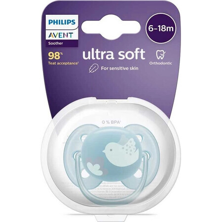 Philips AVENT Chupete Ultrasuave Premium 6-18m azul 1 pza 1×1 pza, chupete