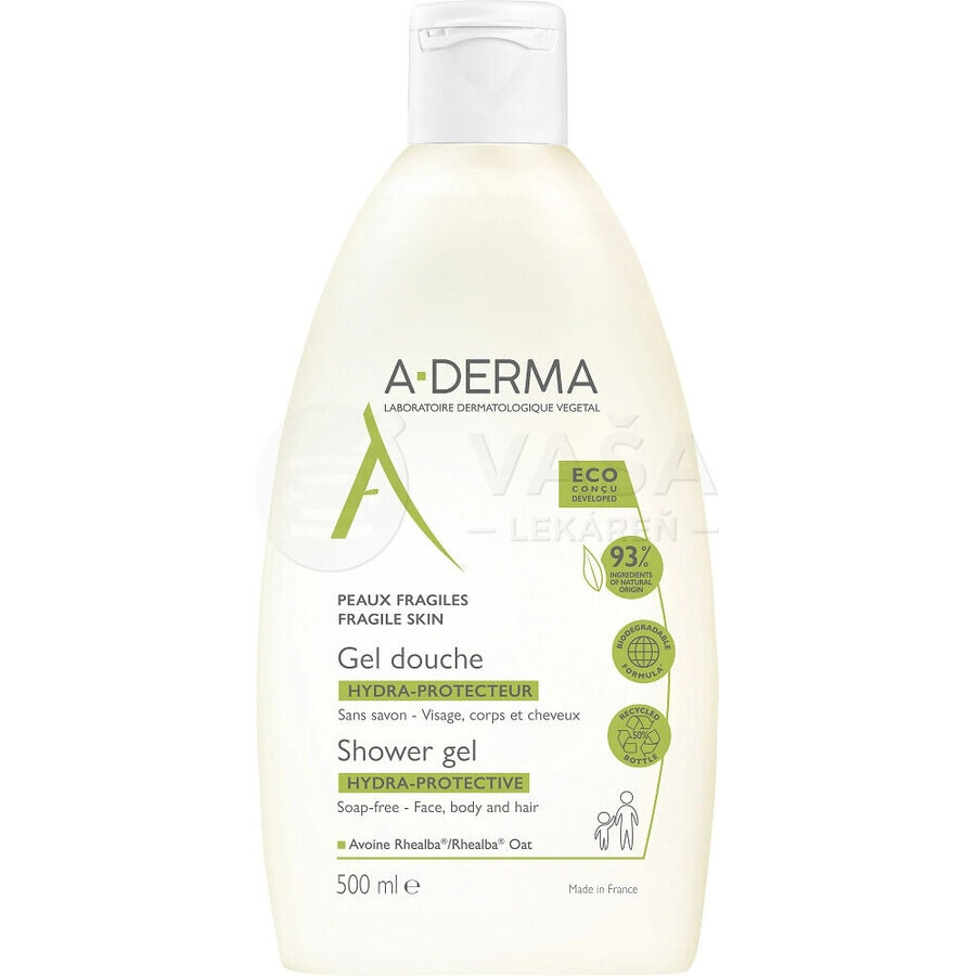 A-DERMA GEL DOUCHE HYDRA-PROTECTEUR 1×500 ml, gel de duș hidratant fără săpun