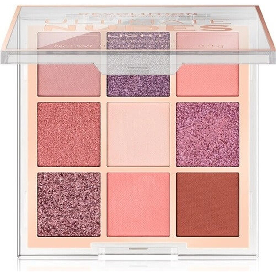 Revolution, Ultimate Nudes Medium, palette d'ombres à paupières 1×0,90 g, palette d'ombres à paupières