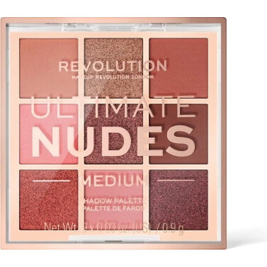 Revolution, Ultimate Nudes Medium, palette d'ombres à paupières 1×0,90 g, palette d'ombres à paupières