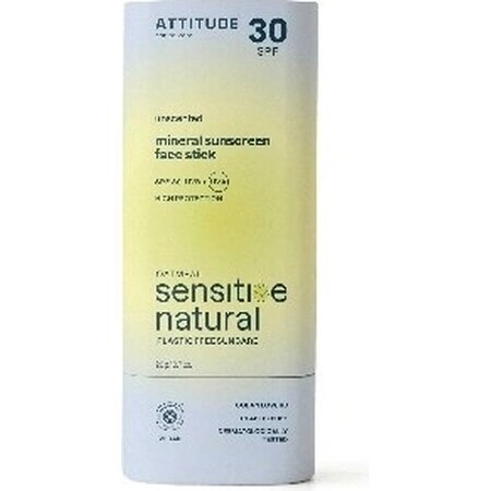 ATTITUDE Stick visage et lèvres 100% minéral ATTITUDE SPF 30 pour peaux sensibles et atopiques 1×20 g, stick visage et lèvres