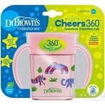 Tazza DR.BROWNS CHEERS 360° JUNGLE 6M+ rosa 1×200 ml, non gocciola, non si rovescia