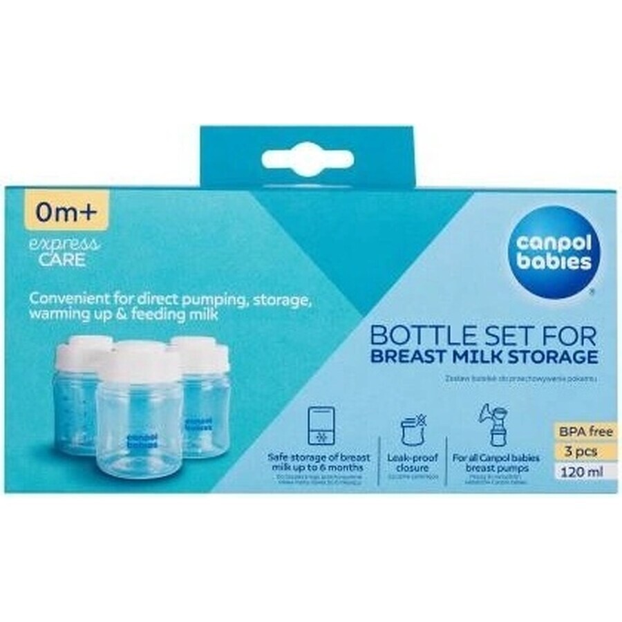 Canpol babies Set of bottles for storing breast milk 3x120ml 1×1pcs, set of bottles