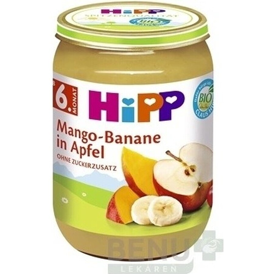 HiPP Bio-Äpfel mit Mango und Bananen 1×190 g, Obstsnack für Kinder