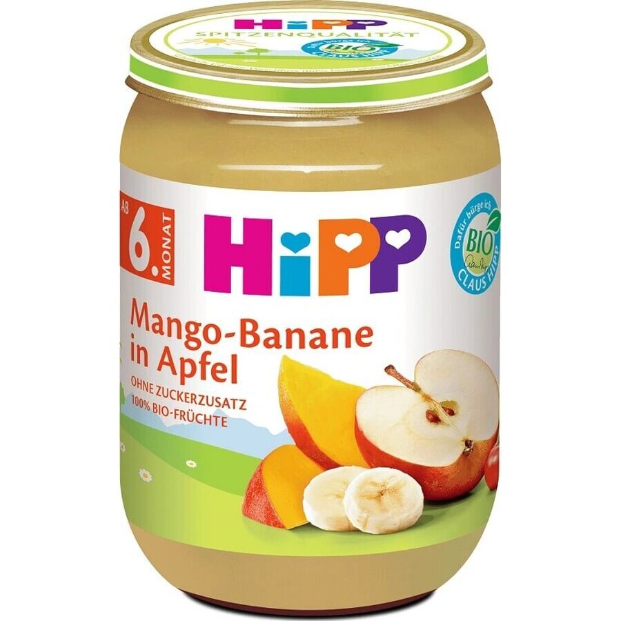 HiPP Bio-Äpfel mit Mango und Bananen 1×190 g, Obstsnack für Kinder