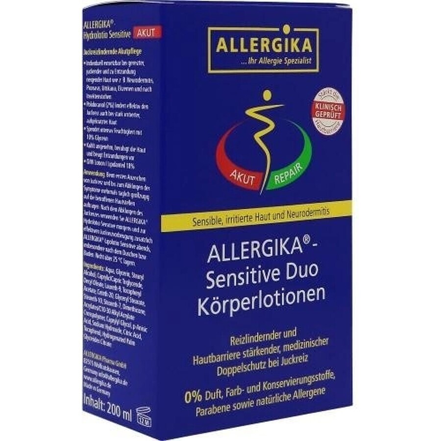 ALLERGIKA SENSITIVE DUO 1×1 Set, (Lipolotio Sensitiv 200 ml + Hydrolotio Sensitiv 200 ml)