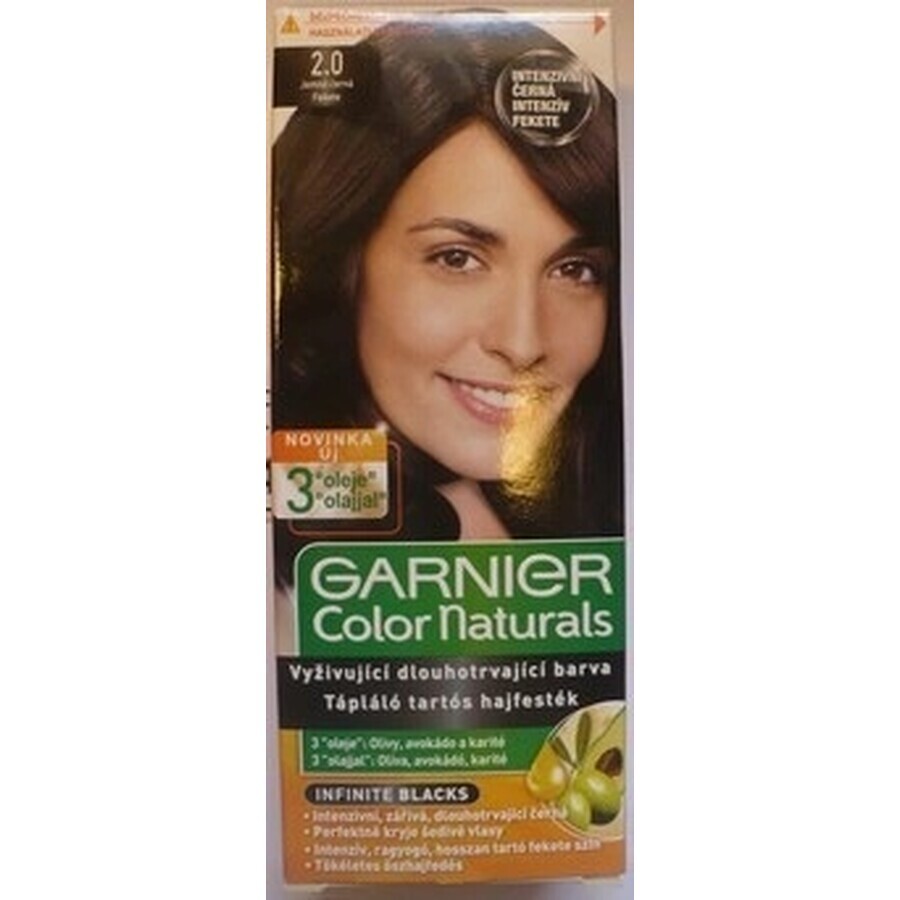 Garnier Color Naturals Colore permanente per capelli 2.0 Nero Naturale 1×1 pezzo, colore per capelli