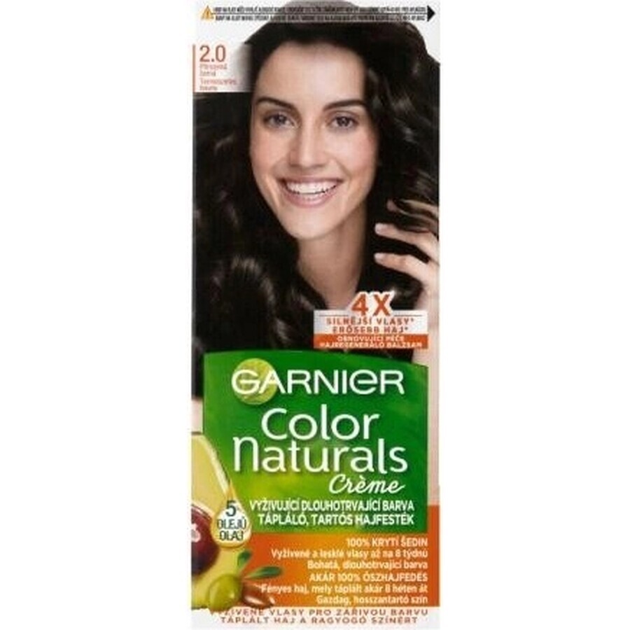 Garnier Color Naturals Colore permanente per capelli 2.0 Nero Naturale 1×1 pezzo, colore per capelli