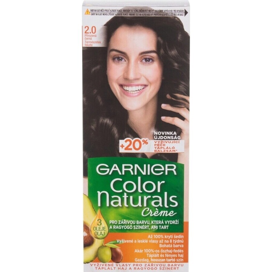 Garnier Color Naturals Colore permanente per capelli 2.0 Nero Naturale 1×1 pezzo, colore per capelli