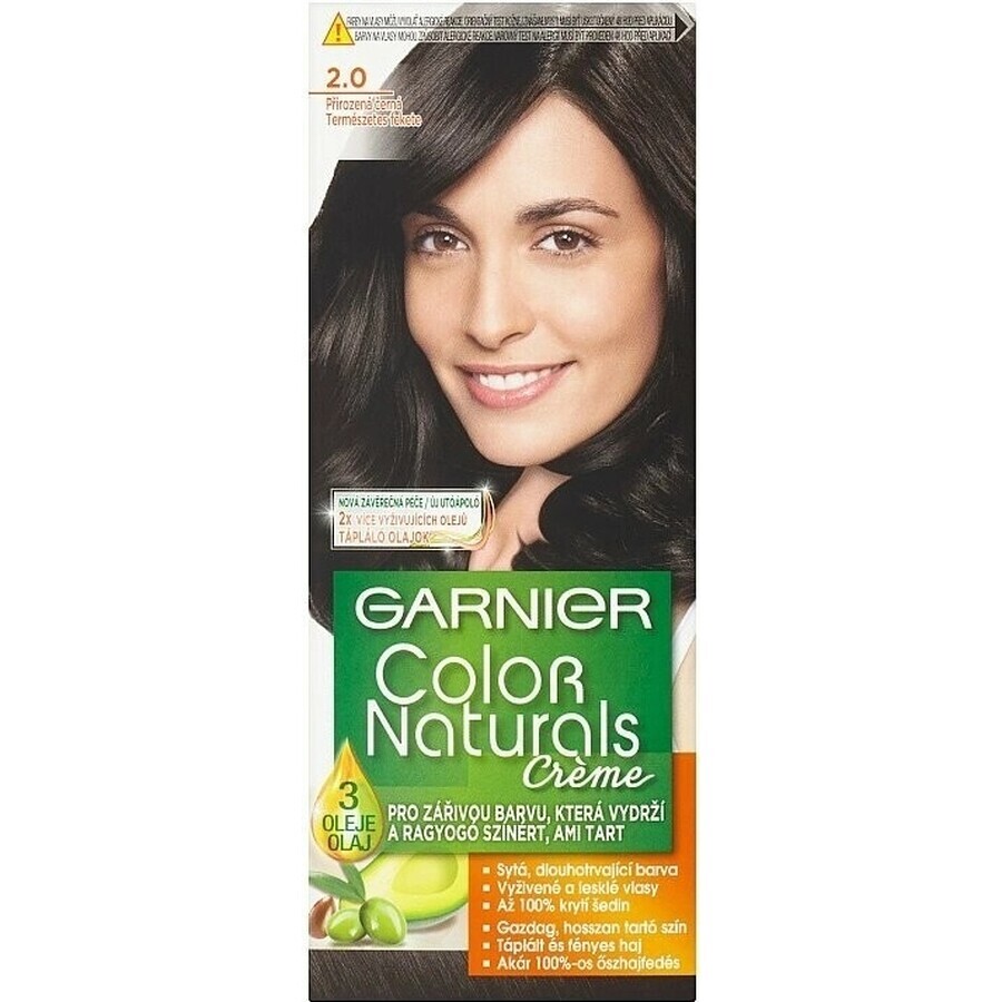 Garnier Color Naturals Colore permanente per capelli 2.0 Nero Naturale 1×1 pezzo, colore per capelli