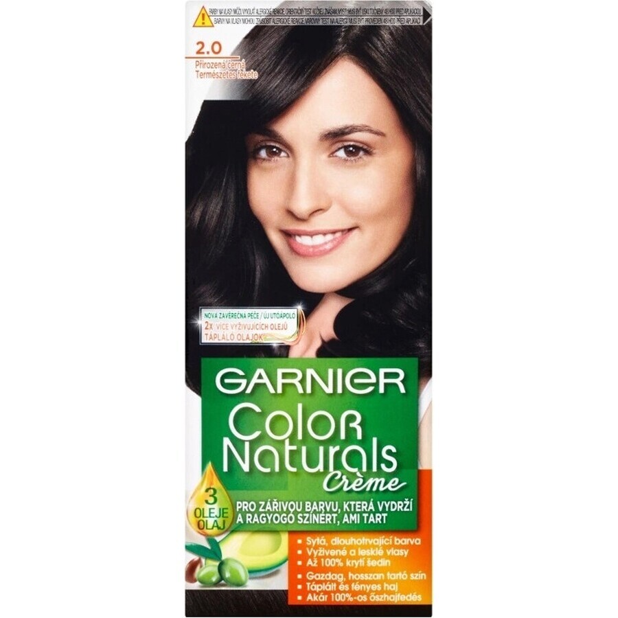 Garnier Color Naturals Colore permanente per capelli 2.0 Nero Naturale 1×1 pezzo, colore per capelli