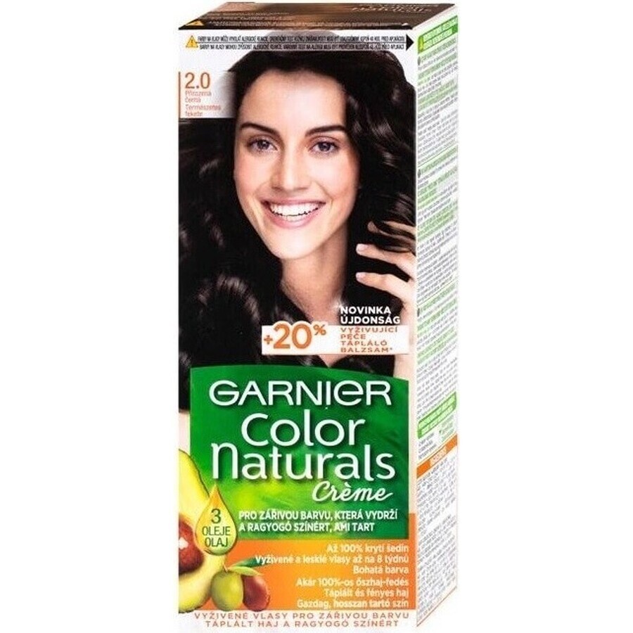 Garnier Color Naturals Colore permanente per capelli 2.0 Nero Naturale 1×1 pezzo, colore per capelli