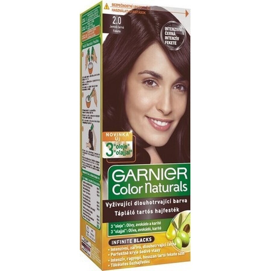 Garnier Color Naturals Colore permanente per capelli 2.0 Nero Naturale 1×1 pezzo, colore per capelli