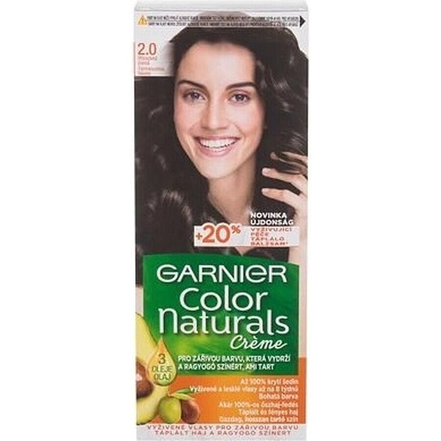 Garnier Color Naturals Colore permanente per capelli 2.0 Nero Naturale 1×1 pezzo, colore per capelli