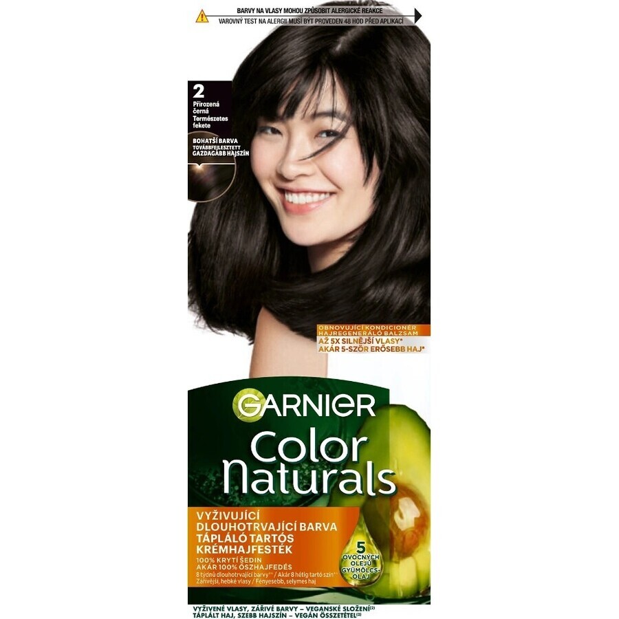 Garnier Color Naturals Colore permanente per capelli 2.0 Nero Naturale 1×1 pezzo, colore per capelli