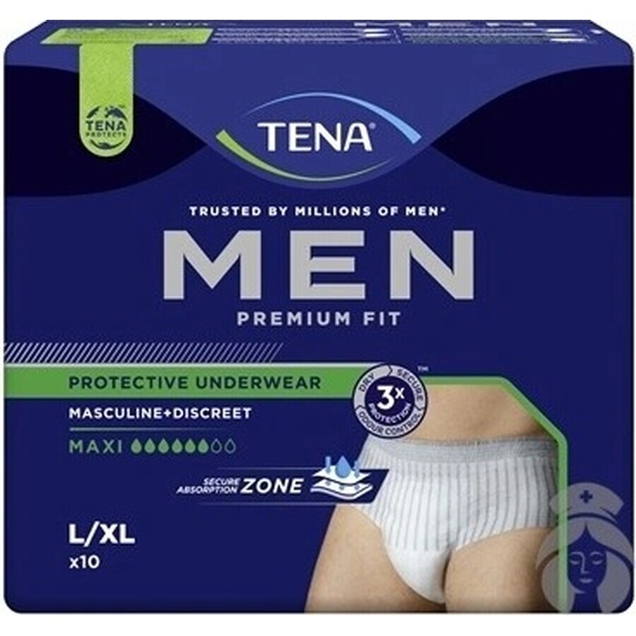 TENA Level 4 L 1×10 Stück Level 4 Schutzunterwäsche für Männer 1×10 Stück, Unterwäsche