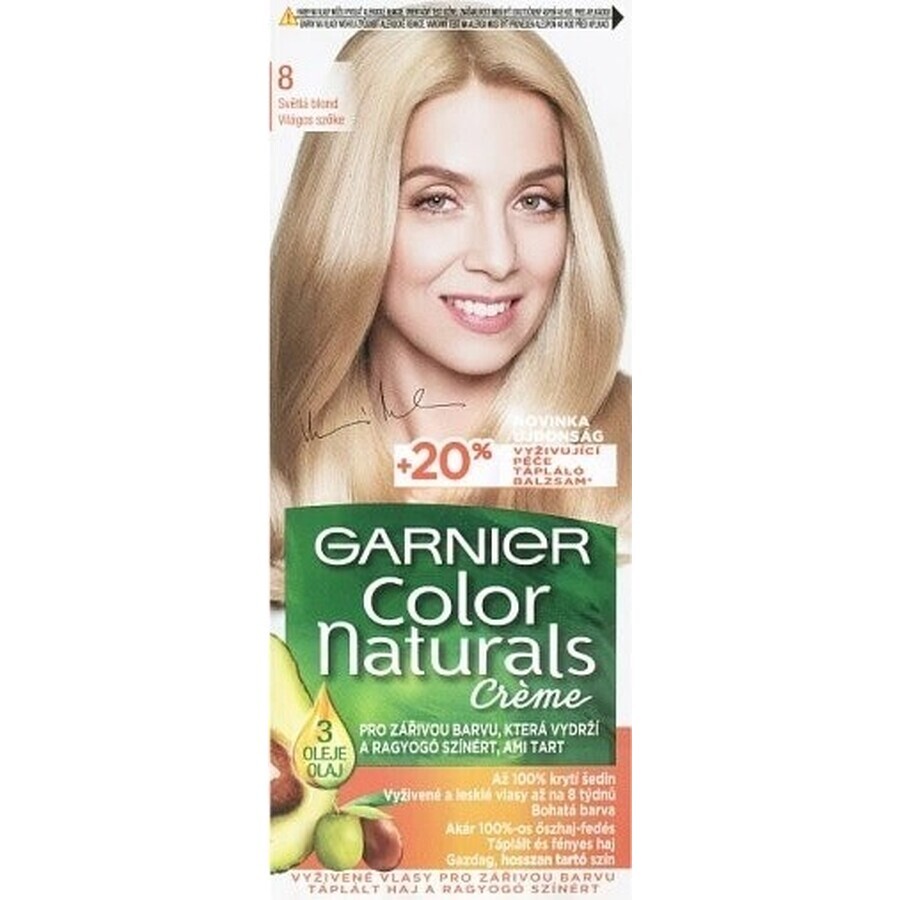 Garnier Color Naturals Permanent Hair Colour 8.0 Light Blonde 1×1 piece, hair colour