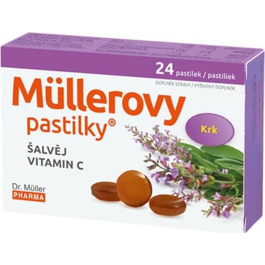 MÜLLER'S PASTILLS SHALVIA UND VITAMIN C 1×24 Stück, bei Erkältungen