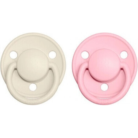 BIBS De Lux silicone pacifiers ivory / baby pink 1×2 pcs, one size