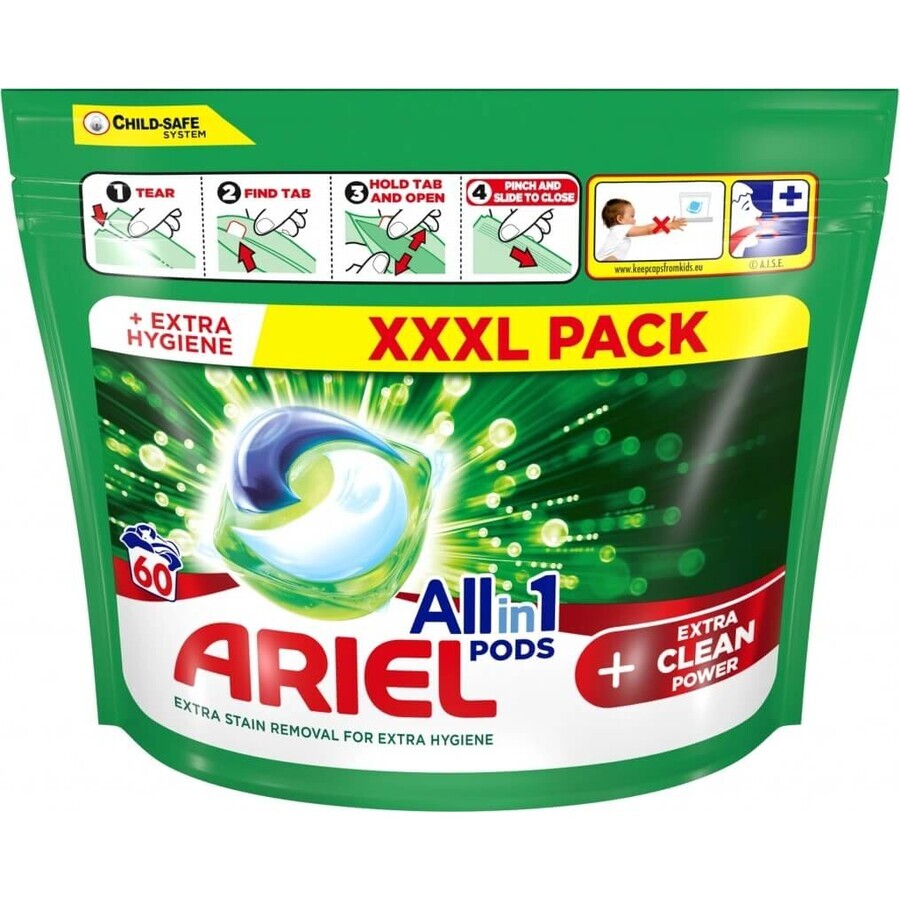 Ariel All-in-1 PODS All-in-1 PODS Extra Clean, Capsule Gel Lavante, 60 Capsule Gel Lavante 1×60 pz, Capsule Gel Lavante