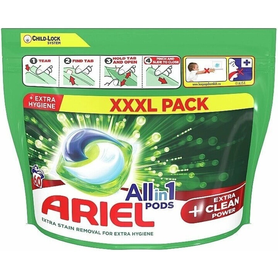 Ariel All-in-1 PODS All-in-1 PODS Extra Clean, Capsule Gel Lavante, 60 Capsule Gel Lavante 1×60 pz, Capsule Gel Lavante