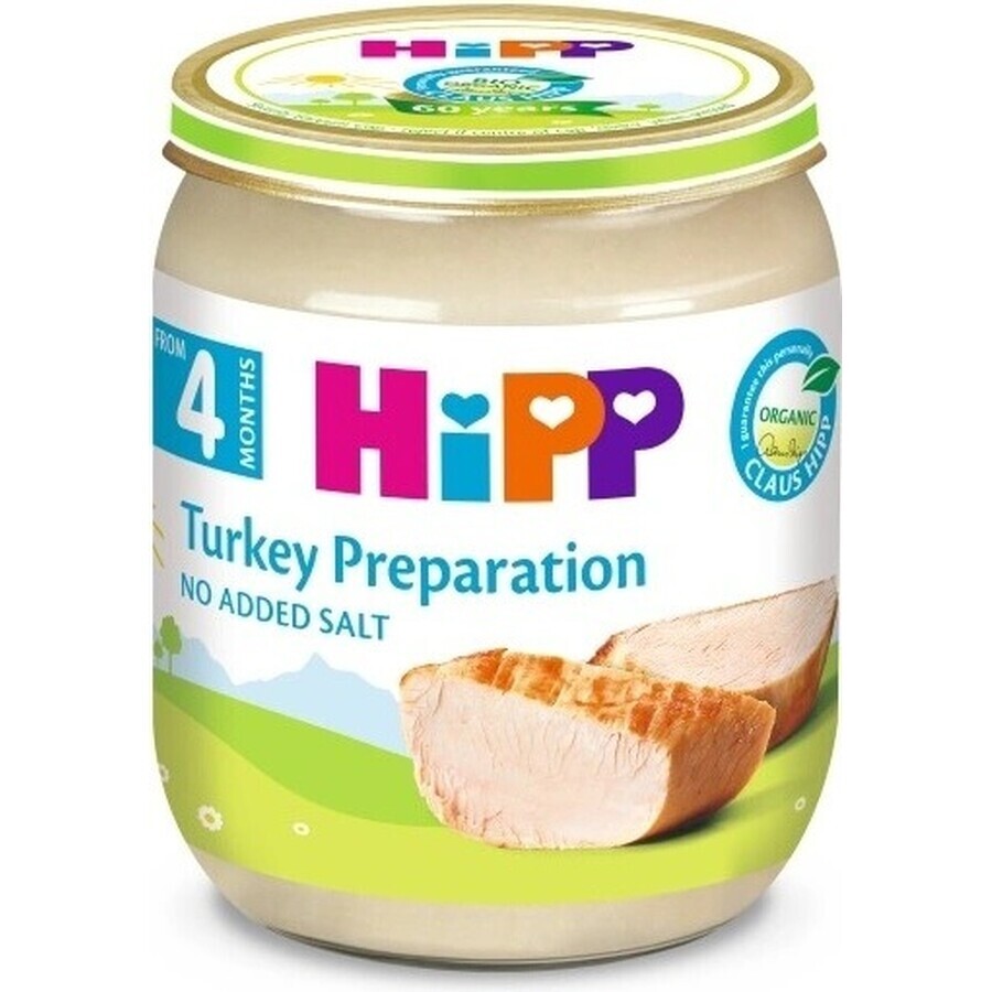 HiPP Puré de pavo ecológico 1×125 g, aperitivo de carne para niños