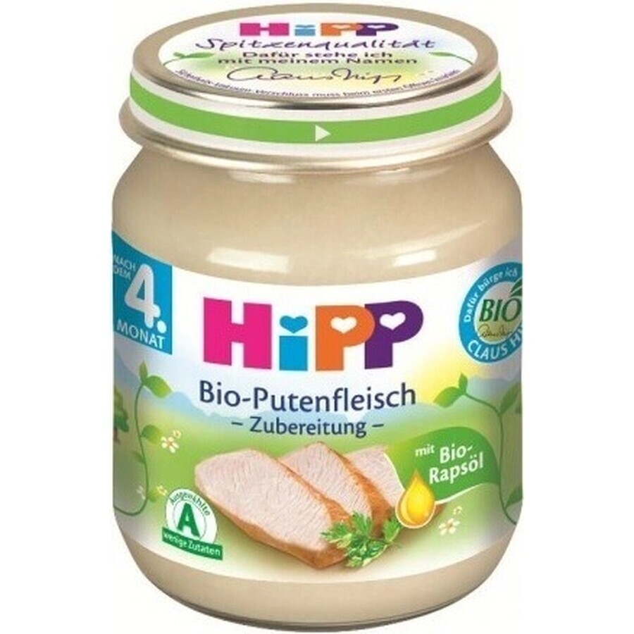 HiPP Puré de pavo ecológico 1×125 g, aperitivo de carne para niños