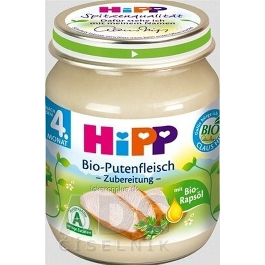 HiPP Puré de pavo ecológico 1×125 g, aperitivo de carne para niños