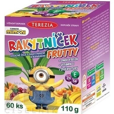 TEREZIA RAKYTNÍČEK FRUTTY vruchtengelei met duindoorn en bananen, MIMONI 1×60 stuks, voedingssupplement