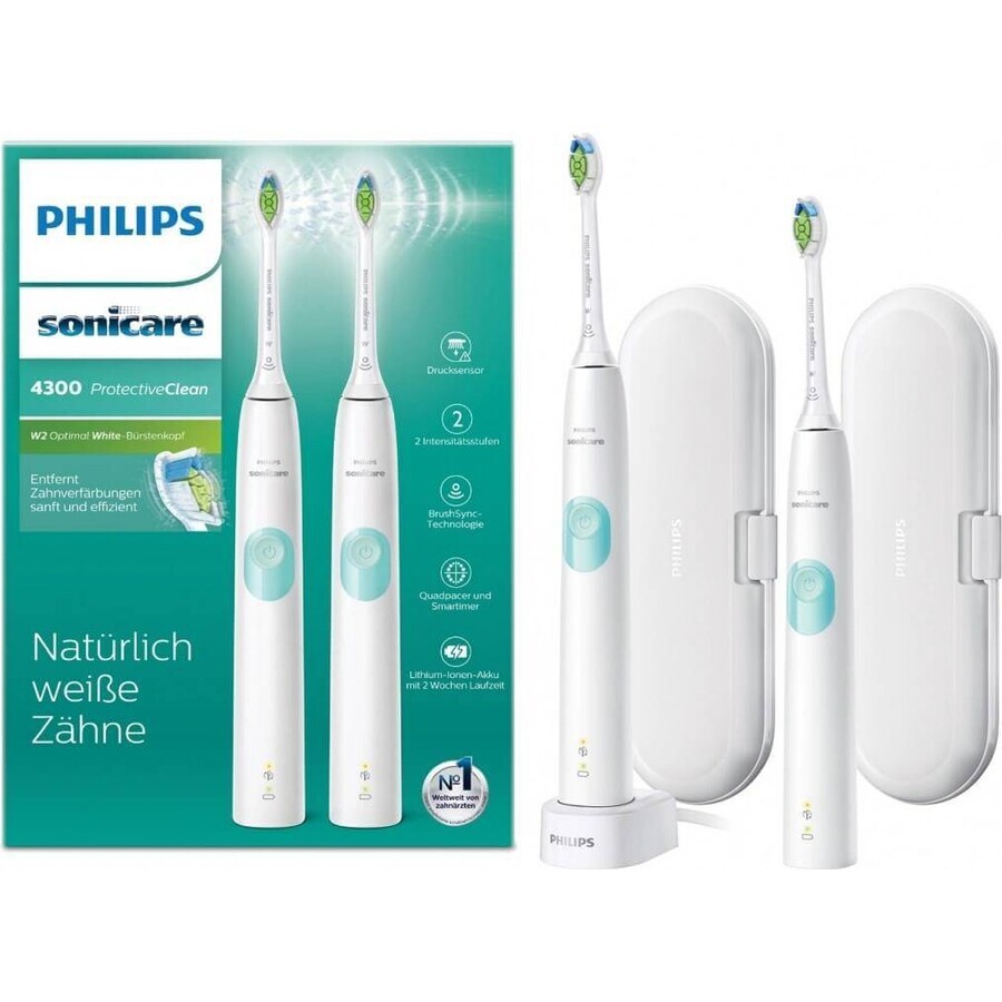 Philips Sonicare 4300 HX6807/35 1+1 1×1 Set, Schallzahnbürste 2 Stück