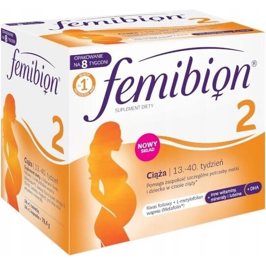 Femibion® 2 Schwangerschaft, 56 tbl + 56 cps 1×56 tbl + 56 cps, Nahrungsergänzungsmittel