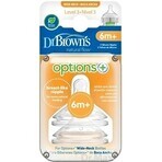 Dr.BROWN'S OPTIONS+ NIVEL 3 1×2, cuello ancho, silicona, 6M+