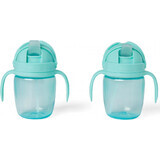 SKIP HOP Wachsender Becher Wachsender Becher Sip-to-Straw Teal 6 m+ 1×1 Stück, Becher für Kinder