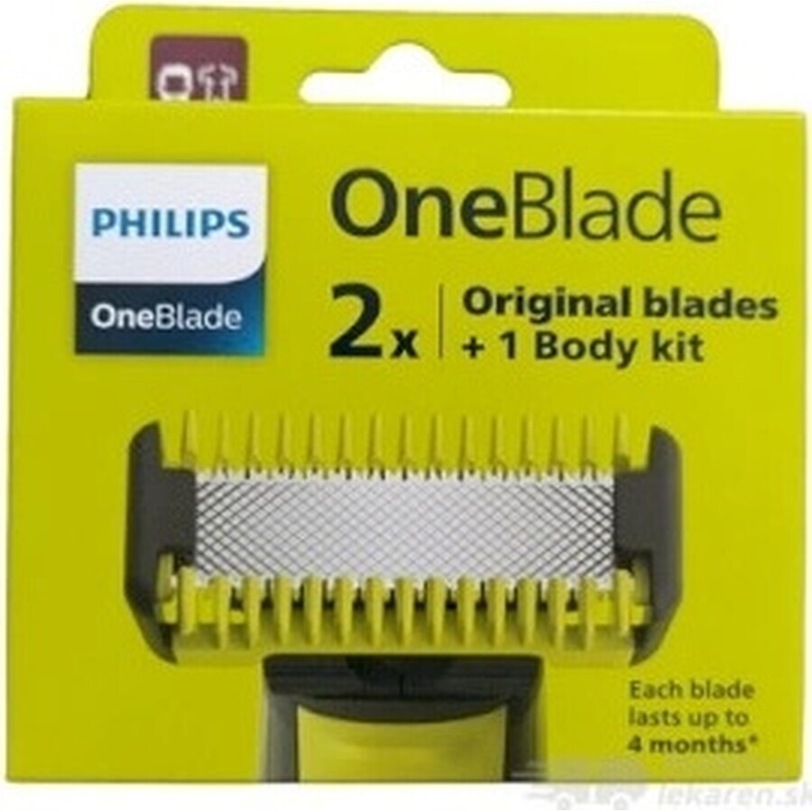 Philips OneBlade QP624/50 Lame de schimb 360 pentru față și corp + pieptăn pentru corp și atașament pentru părțile intime 1×1 buc, lame de schimb