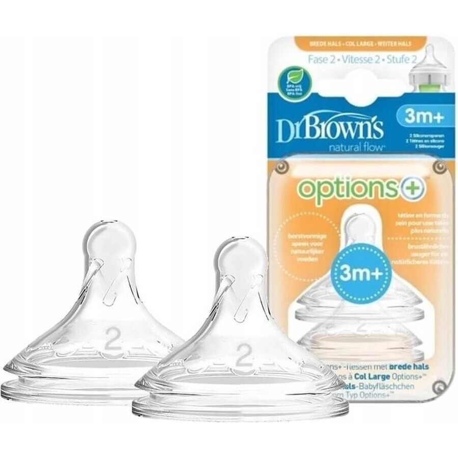 Dr.BROWN'S OPTIONS+ LEVEL 2 1×2, wide neck, silicone, 3M+